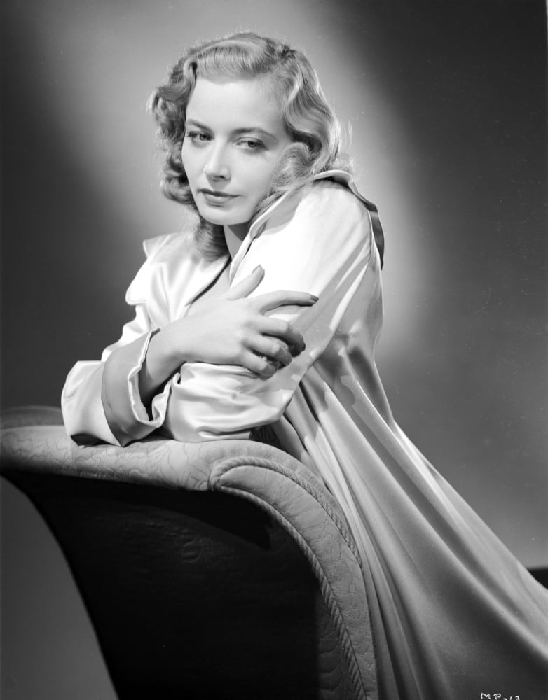 Maria Palmer on a Silk Dress Leaning Photo Print