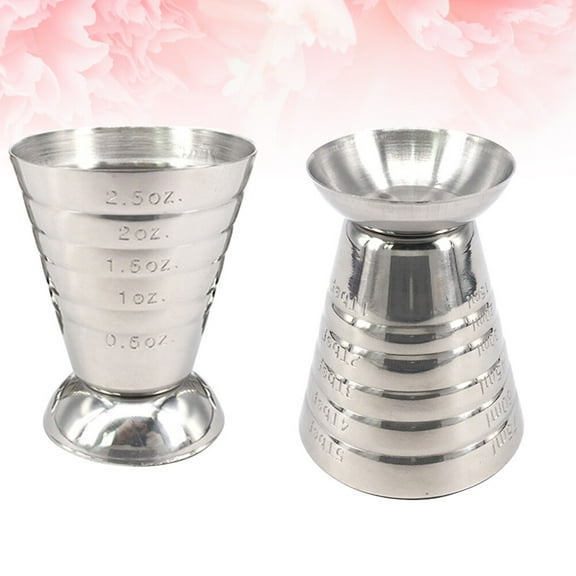 FESTFENDS 1Pack Tapered Silver Stainless Steel Jigger with Measurements for Adults in Cooking