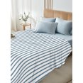 thumbnail image 5 of Twin Flat Sheet Only Light Blue White Pinstriped Soft Microfiber Cooling Bedding Sheets Classic Geometric Striped Flat Bed Sheet, 5 of 9