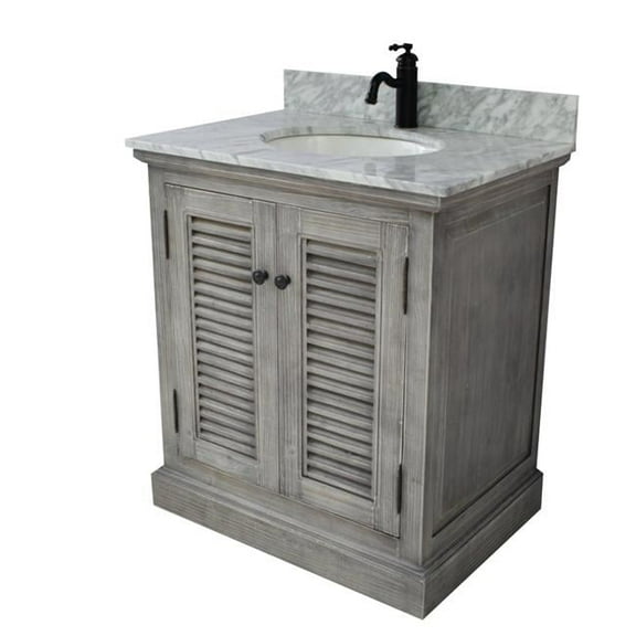 InFurniture WK1931-G plus CW top 31 in. Rustic Solid Fir Sink Vanity In Grey-No Faucet