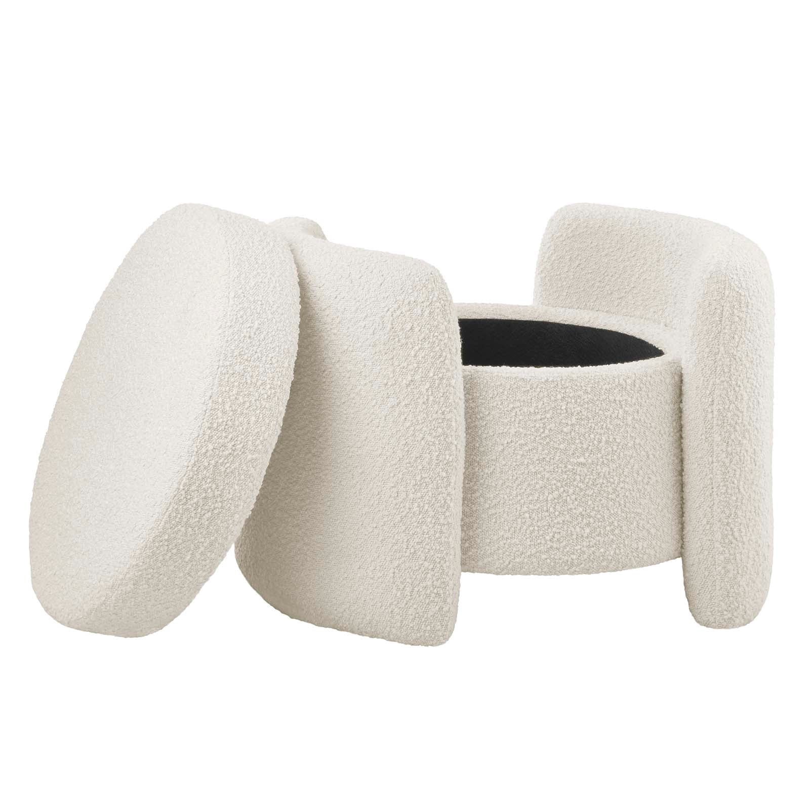 Modway Nebula Modern Boucle Fabric Upholstered Ottoman in Ivory