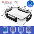 thumbnail image 5 of Sorbus Rectangular Glass Meal Prep Containers Set of 10 with Airtight Lids (20pcs), 5 of 7