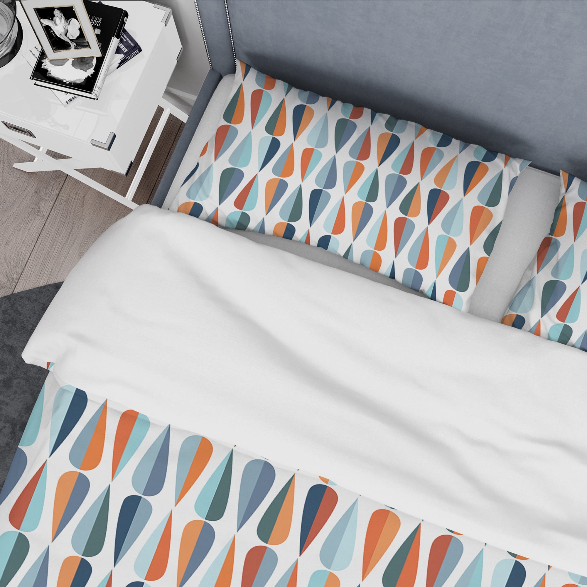 Designart 'Retro Abstract Drops V' Mid-Century Modern Duvet Cover Set