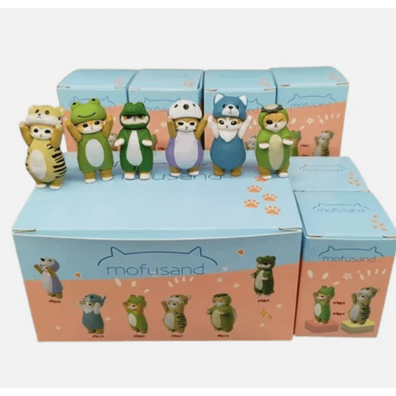 (Set of 6) New Mofusand Frog Tiger Figure Anime Cartoon Blind Box