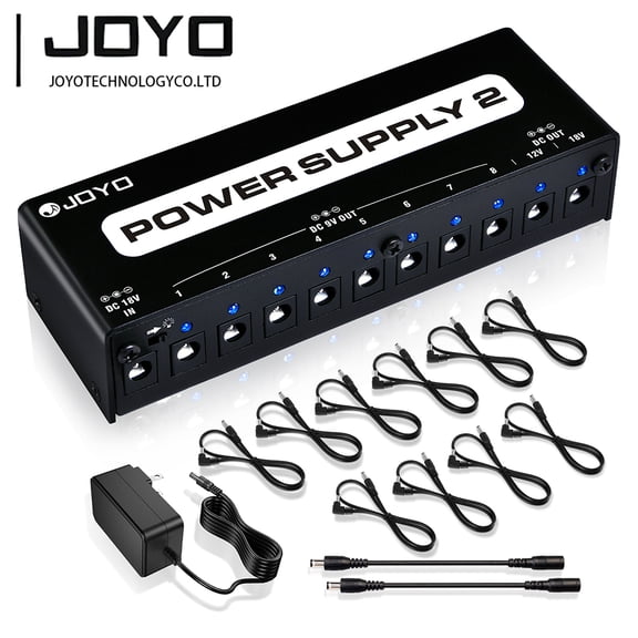 JOYO Pedal Power Supply 10 Outputs 9V 12V 18V Options Isolated Short-Circuit Overload Protection For Guitar Effect Pedals