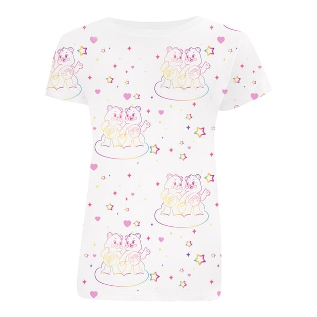 Playera Care Bears para Niña, con Estampados de los Ositos Cariñositos y Corazones Blanco Talla 10