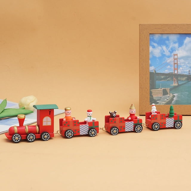 Adornos navideños de tren pequeño, regalos navideños para niños, adornos para ventanas y escritorios, pequeños regalos de madera