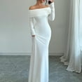thumbnail image 2 of LWavelet Womens Off Shoulder Long Sleeve Bodycon Maxi Dress Evening Formal Party Dress White S, 2 of 5