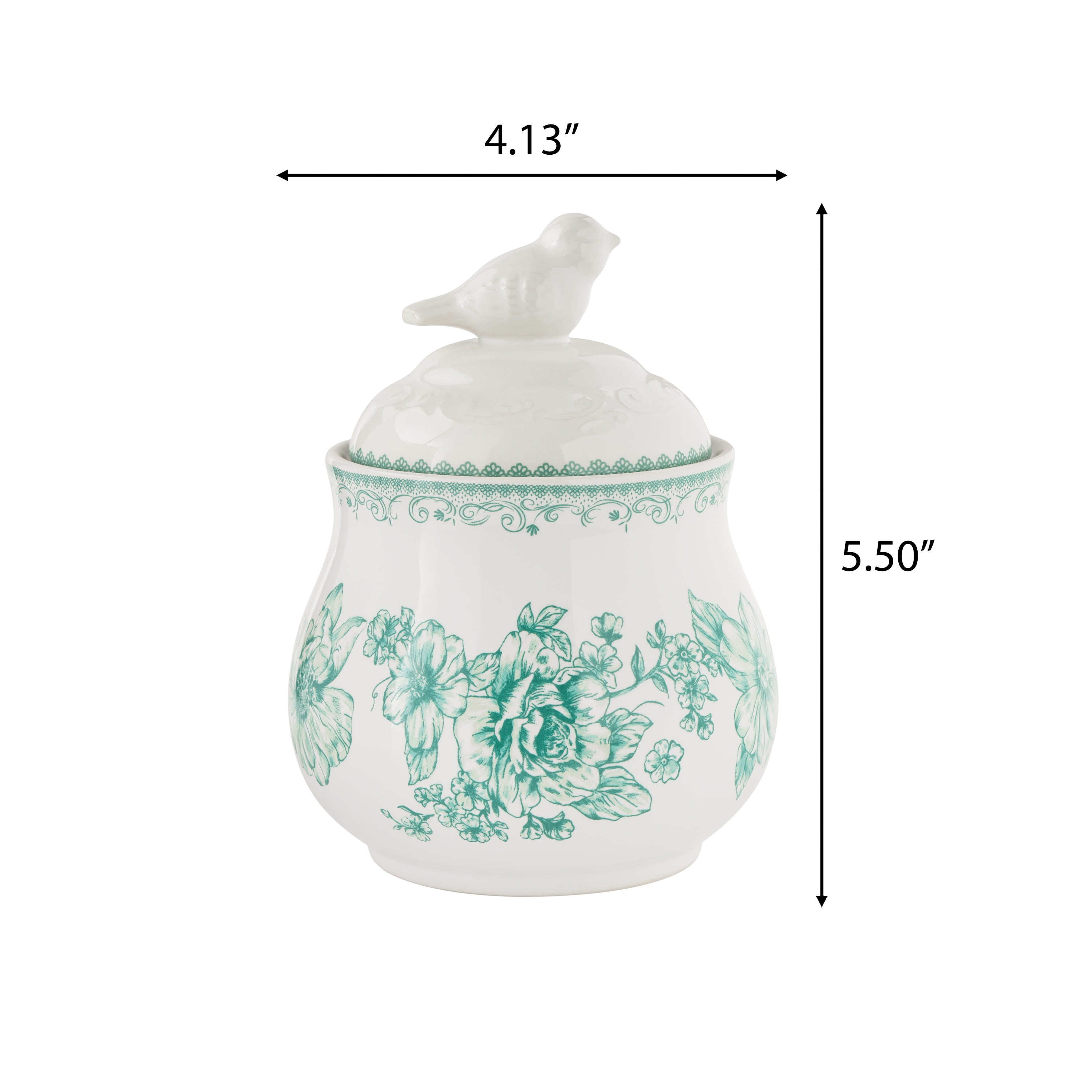 The Pioneer Woman Agatha Stoneware Sugar Bowl with Lid, Green