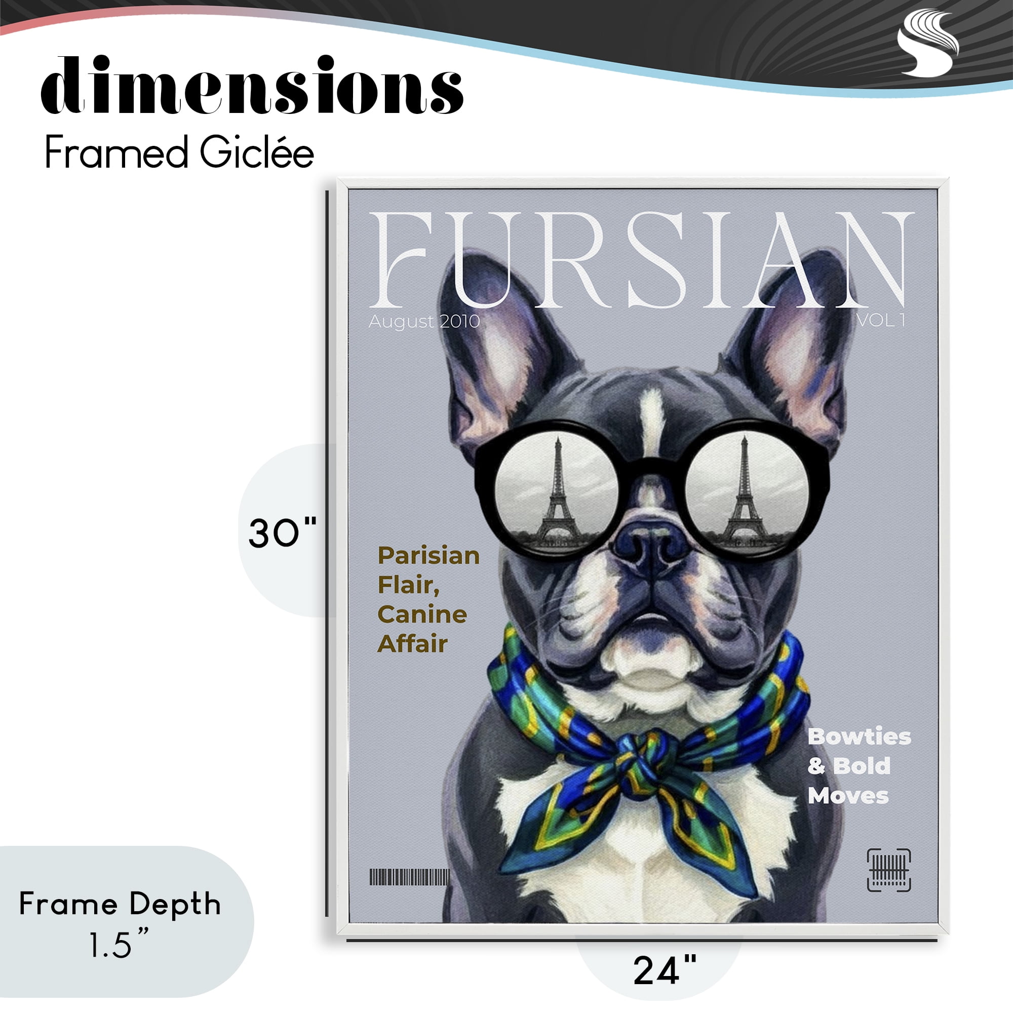 Stupell Industries Fursian Dog Fashion Magazine White Framed Giclee Art, design by A Barefoot Stylist