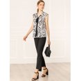 thumbnail image 3 of Allegra K Blusa Sin Mangas Estampado De Leopardo Lazo Delantero Color De Contraste Top Para Mujeres Blanco L, 3 of 6