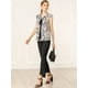 thumbnail image 3 of Allegra K Blusa Sin Mangas Estampado De Leopardo Lazo Delantero Color De Contraste Top Para Mujeres Blanco L, 3 of 6