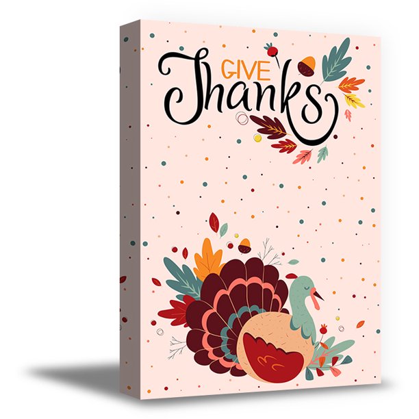 Awkward Styles Thanksgiving Canvas Wall Art Give Thanks Turkey Home