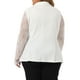 thumbnail image 3 of Blazers de Talla Grande para Mujeres Chaquetas de Trabajo Blazer con Solapa de Muesca y Frente de Encaje Blanco 2X, 3 of 5