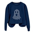 thumbnail image 5 of Rhuody Girls Tops Halloween Round Neck Long Sleeve Cartoon Graphic Hallowma Sweatshirt 11-12 Years Navy, 5 of 5