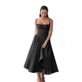 thumbnail image 3 of Vestido de Verano 2025 para Mujer, Estilo Bohemio, con Tirantes Finos y Corte Entallado, para Playa. Negro S, 3 of 8