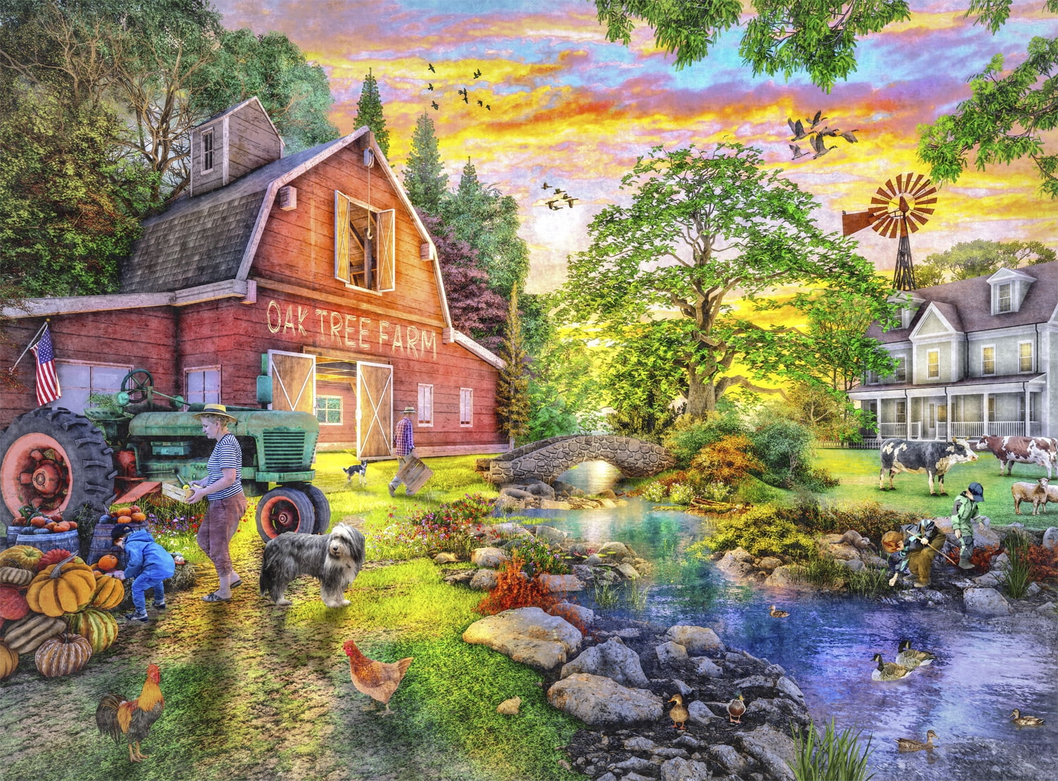 Buffalo Games 1000-Piece Country Life Oak Tree Farm Jigsaw Puzzle