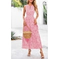 thumbnail image 2 of Vestido PRETTYGARDEN con estampado floral, cintura fruncida, largo 2025, rosa, 2 of 7