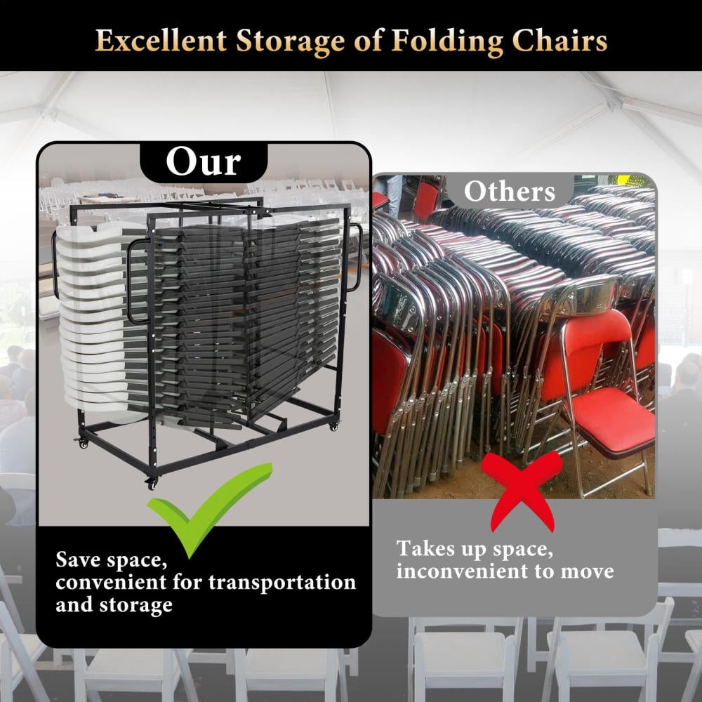 Folding Table Cart, Heavy Duty Table Dolly Swivel Wheels, Drywall Dolly Cart w/ 500 LBS & 32-40 Table Capacity for Party Events, Hotel, Factory, Warehouse