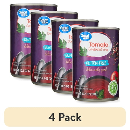 (4 pack) Great Value Gluten-Free Tomato Condensed Soup, 10.5 oz
