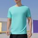 thumbnail image 1 of pstuiky camiseta de hombre, Blusa deportiva informal de color liso con cuello redondo y manga corta elástica para hombre camisas casuales para hombre xxl, 1 of 6