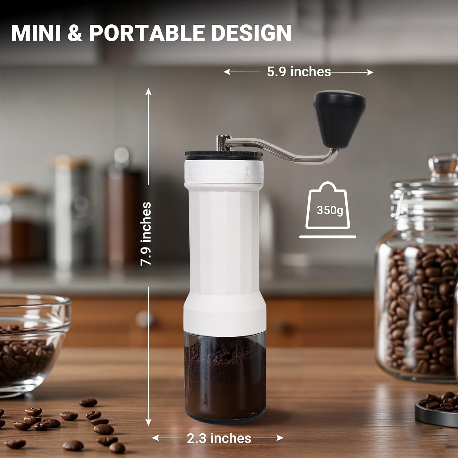 Mini Manual Coffee Grinder with 40 Adjustable Settings, Portable Hand Coffee Bean Mill with 30g Capacity, Conical Burr Coffee Grinder with Crank for Travel, Camping, Office, Espresso, Pour Over, etc