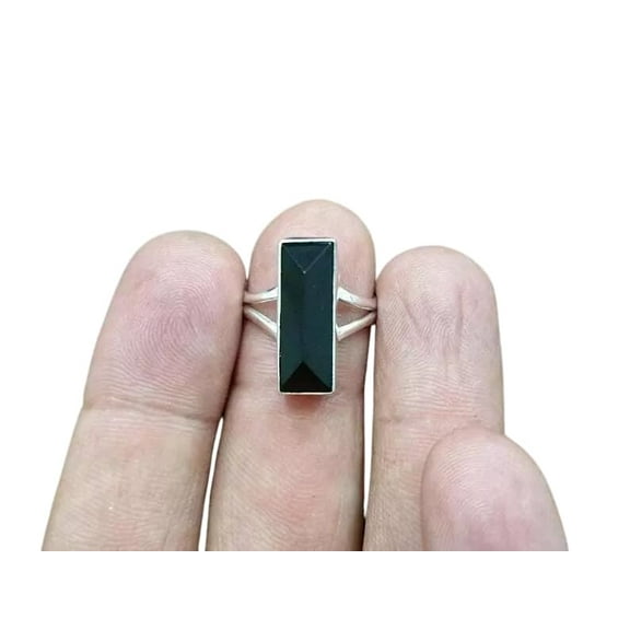 Natural Black Onyx Ring, AAA Black Onyx Gemstone Ring, December Birthstone, Designer Ring, Women Ring, Gold Micron, 925 Sterling Silver, Promise Ring, Dainty Minimalist Stacking jewelry, Bridal Ring