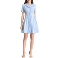 thumbnail image 2 of Allegra K Women's Button Up Ruffle Front Ruched Waist A-Line Dress, 2 of 6