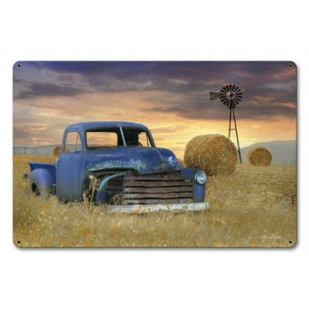 

Past Time Signs LANE250 18 x 12 in. Penny Lane Blue Truck Windmill Satin Sign