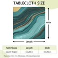 thumbnail image 2 of Teal Gold Marble Wave Pattern Square Fitted Tablecloth with Elastic Edge,Square Table Cover,Washable Elastic Table Cover for Home Kitchen Party Decor 34"x34", 2 of 6