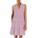 thumbnail image 1 of Vestidos de Manga Corta Casual para las Mujeres V Cuello Ruffle Mini Túnica, Sexy Elegante Vestido de Fiesta Del Club para las Vacaciones, Mezcla de Poliéster de Color Sólido, 1 of 9