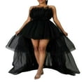 thumbnail image 1 of Hirigin Femmes hors Épaule Maille Tulle Robe Sexy Bustier Solide Couleur Étagée Bas Bouffi Robe Cocktail Robe de Bal Robe de Bal, 1 of 7
