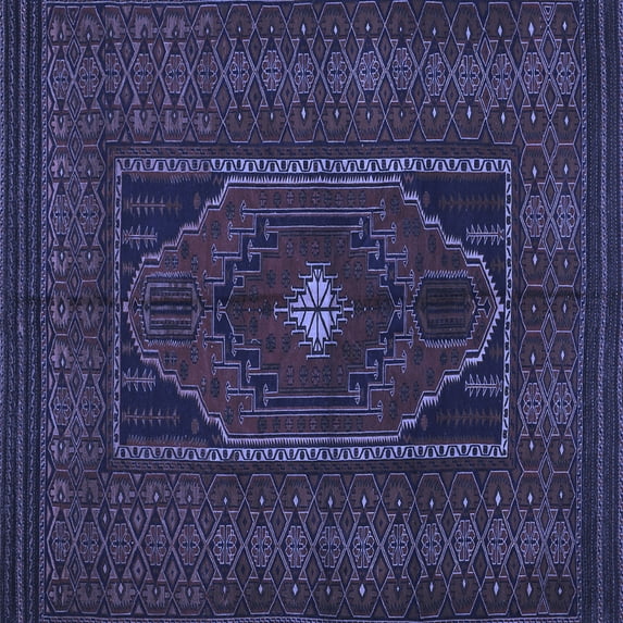 Ahgly Company Machine Washable Indoor Square Persian Blue Traditional Area Rugs, 8' Square