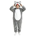 thumbnail image 3 of Ruyang Kids Plush Hooded Jumpsuit Wolf Long Sleeve Jumpsuit Plush Dress Up Wear Fall Winter Clothes for Boys Girls, 3 of 8