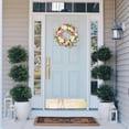 thumbnail image 5 of Front Door Wreath, Spring Wreath, Artificial Green Leaves and Flowers for Indoor Outdoor Party Home Garden Wall Decor, Multicolor Plastic 15.75 Inch Durable Lightweight, 5 of 7