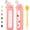 Pink, variant on 32 oz Glass Water Bottles with 2 -Handle Spout Lid & Straw Lid, 1 Liter Motivational Borosilicate Water Bottle with Time Marker and  Sleeve,Leakproof--1 Pack