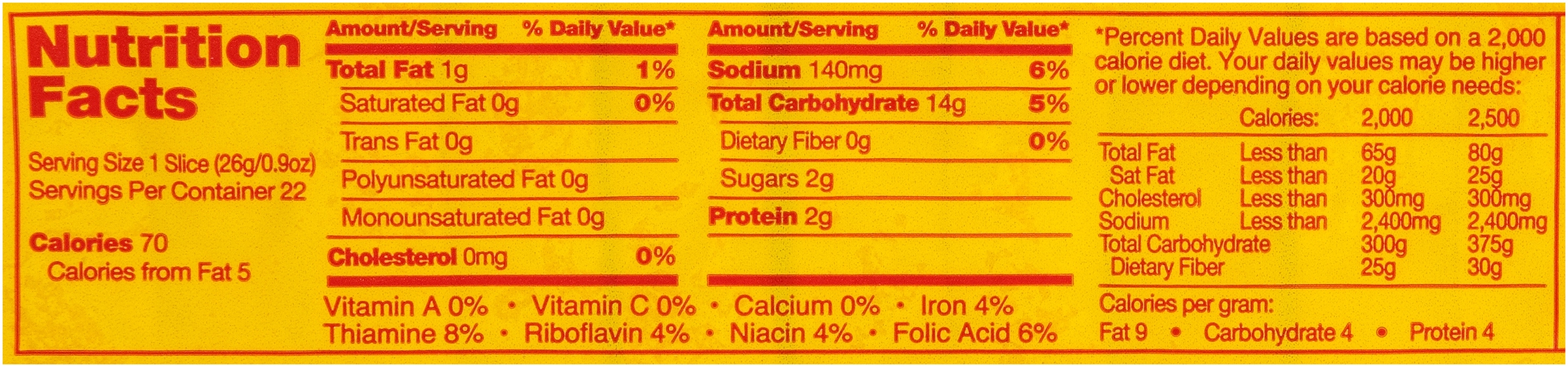 Sunbeam Bread Nutrition Label Besto Blog