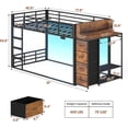 thumbnail image 2 of Afuhokles Low Bunk Bed Twin Over Twin with Bookshelf, 4 Storage Drawers, Charging Station and RGB Lights, Clothing Rack and Shelves, Brown, 2 of 9