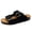 black, variant on Men's Suede Double-Strap Slide Sandals, Adjustable Buckle Cork Footbed Slippers, Comfortable Casual Footwear for Everyday, Beach, and Travel
