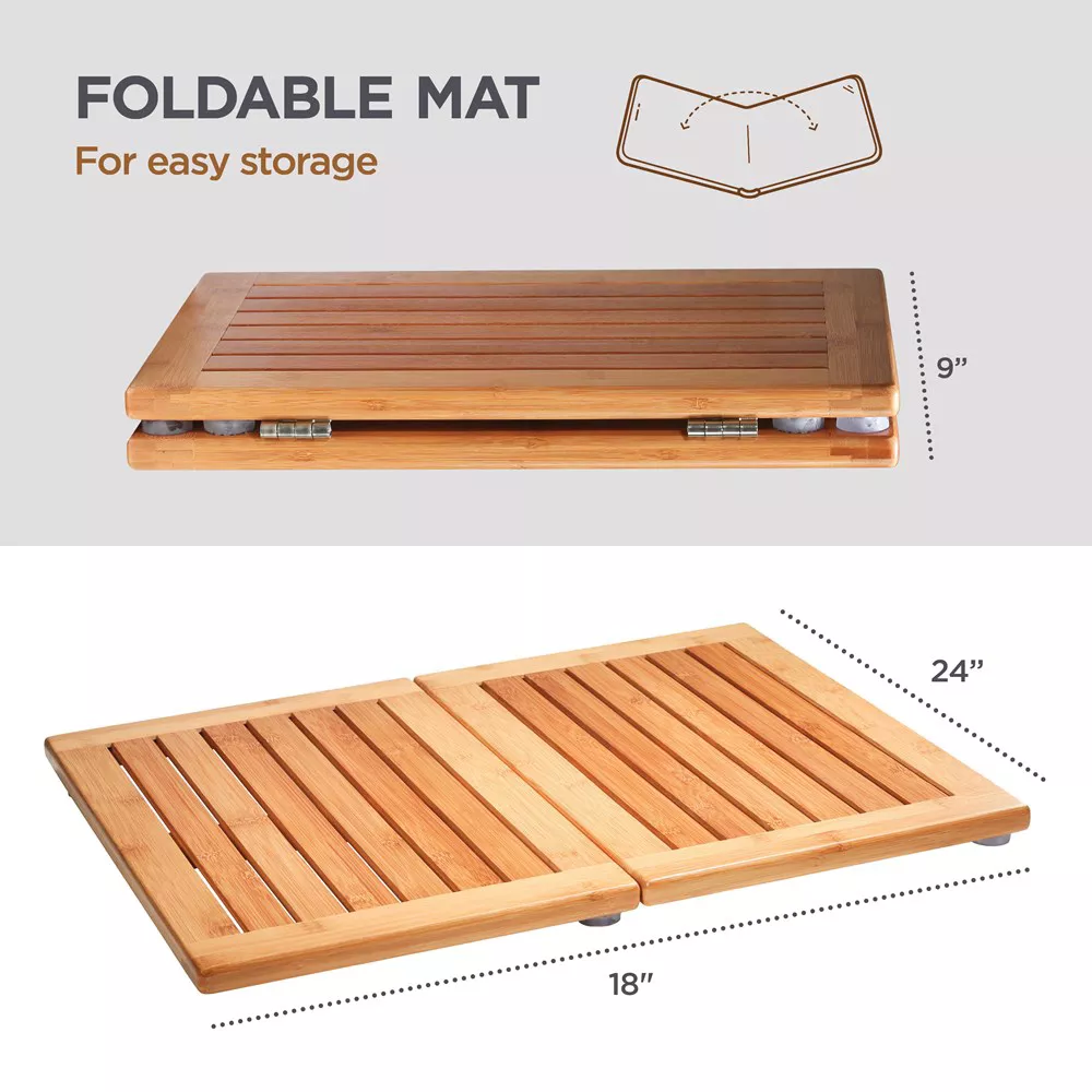 Bamboo Floor and Shower Mat - Measures 1" x 23.75" x 17.75"