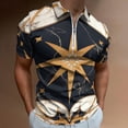 thumbnail image 2 of Marble Texture Men Zipper T-shirt Summer Casual Short Sleeve T-shirt Top, 2 of 7