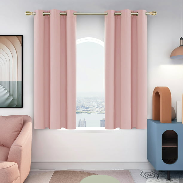 Blackout Curtains Thermal Insulated, Light Pink Blackout Curtains Short