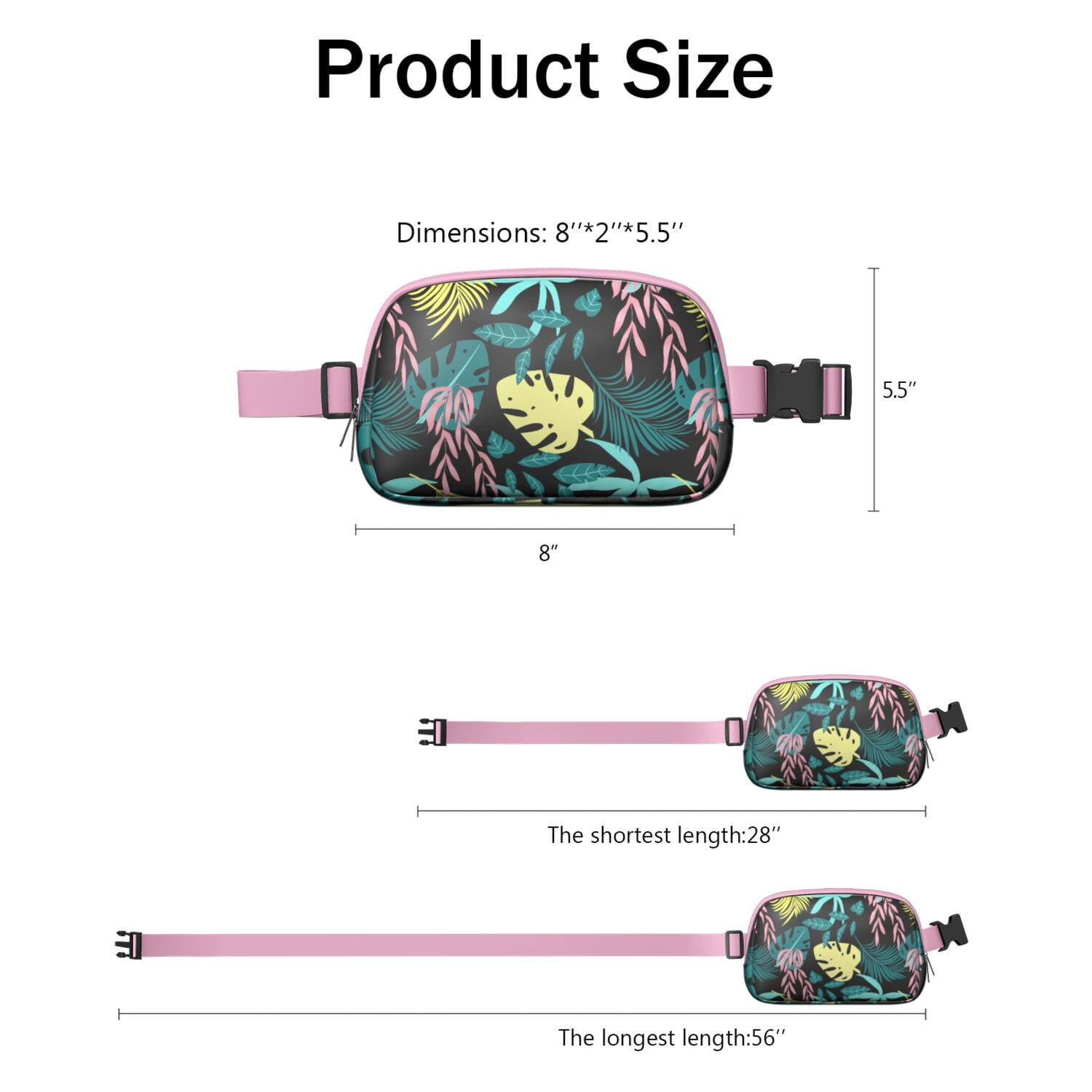Leafy Green Palm Print Fanny Pack – Botanical Waist Bag with Hawaiian Floral Style