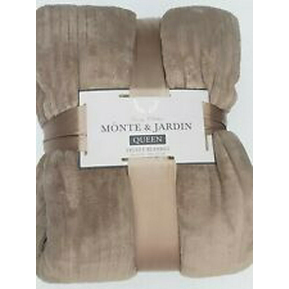 Monte & Jardin Etched Velvet Blanket, Beige/Tan, Queen, 98 in x 92 in