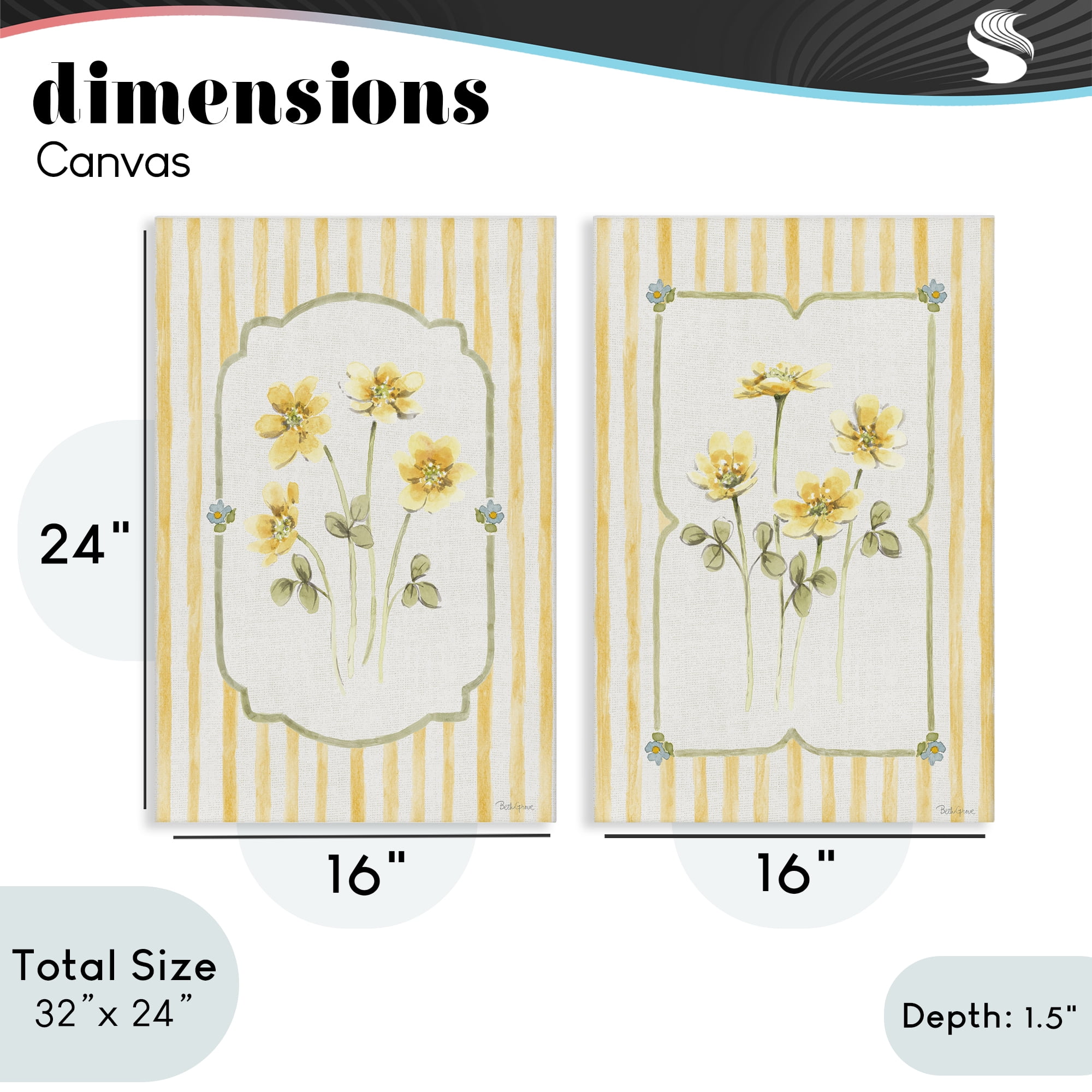 Stupell Industries Sweet Honey Blooms 2 Piece Canvas Wall Art Set, design by Beth Grove