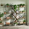 thumbnail image 2 of GloryStar Rustic Industrial Bookcase, 4-Tier Wide Wood Shelf with 14 Display Levels and Metal Frame for Home Office, 2 of 8