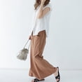 thumbnail image 4 of Timegard Womens Cotton Linen Pants Wide Leg Elastic Waisted Drawstring Casual Loose Trousers with Pockets, 4 of 4