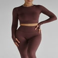 thumbnail image 3 of Ladies‘ Thumb Hole Long Sleeve Yoga Shirt with Cropped Design for Workouts, 3 of 7