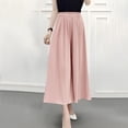 thumbnail image 4 of Lorytime Dress Pants Women Plus Size Elastic Waist Wide Leg Ankle Length Pants Chiffon Trousers Casual Clothes Pink Free Size, 4 of 6