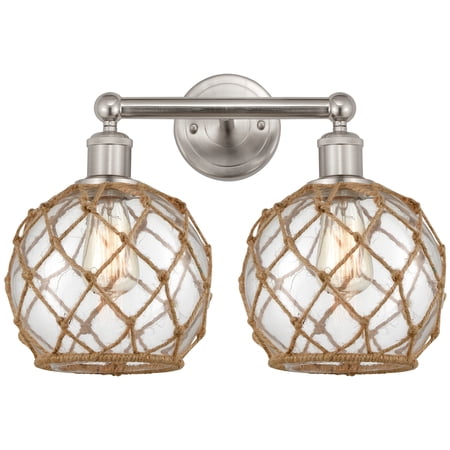 Innovations Lighting 616-2W-SN-G122-8RB Farmhouse Rope 2 Light 17 Wide Vanity Light -